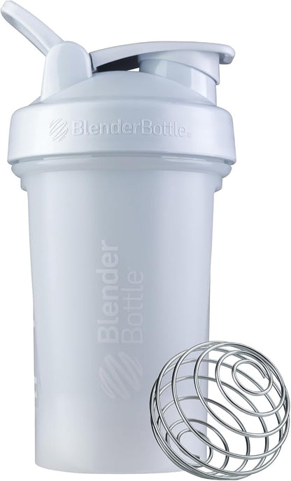 BlenderBottle Classic V2 Shaker Bottle Perfect for Protein Shakes and Pre Workout, 20-Ounce, White