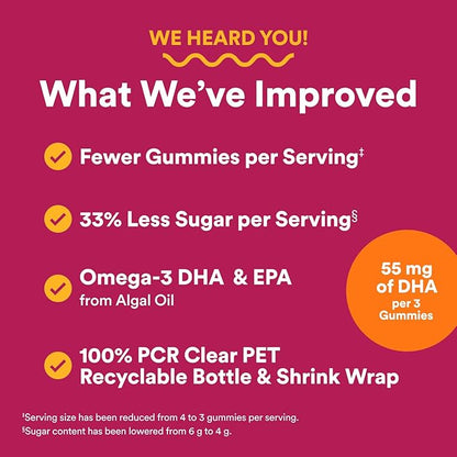 SmartyPants Multivitamin Gummy for Women 50 and Over, Omega 3 (DHA/EPA), Methylfolate, CoQ10, Vitamin D3, C, Vitamin B12, B6, A, K, Biotin, Gluten Free, 90 Count (30 Day Supply)