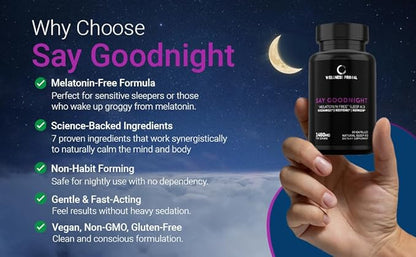 Melatonin Free Sleep Aid Supplement for Longer, Restful Sleep & Stress Relief w/Magnesium, GABA, L-Glycine, L-Theanine, Apigenin, Taurine & Zinc (180 Vegan Capsules) (2)