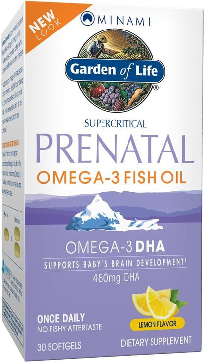 Garden of Life Prenatal DHA Omega 3 Fish Oil Supplement - Minami Natural Prenatal, Lemon, 30 Softgels