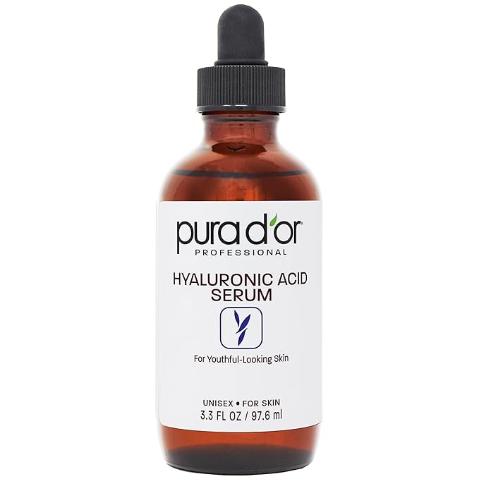 PURA D'OR 3.3 Oz Hyaluronic Acid Serum For Deep Hydration - Anti-Aging, Plumping & Moisturizing Formula For Smooth, Supple Skin - Natural Skincare Boost - Fine Lines & Wrinkle Reducer