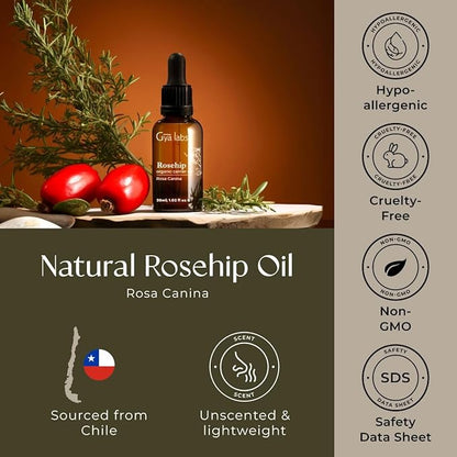 Gya Labs Rosehip Oil for Face (30ml) & Evening Primrose Oil for Face (100ml) Set - Aromatherapy Grade Essential Oils Set