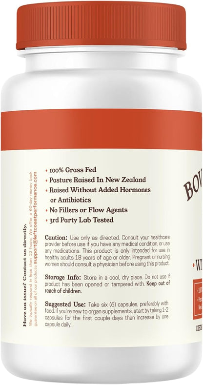 Left Coast Performance Grass Fed Beef Heart and Liver Supplement – Pasture-Raised in New Zealand, No Fillers or Flow Agents – Natural CoQ10 & Iron Support - Beef Organ Supplement – 180 Capsules
