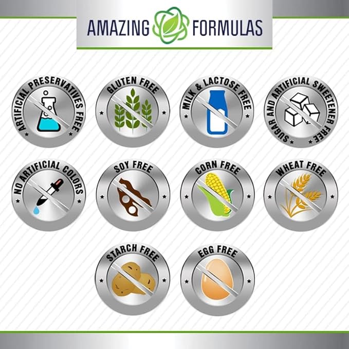 Amazing Formulas Advanced Collagen Supplement | Collagen Type I, II & III with Vitamin C & Hyaluronic | 1600 Mg Per Serving | 90 Capsules | Non-GMO | Gluten-Free | Made in USA