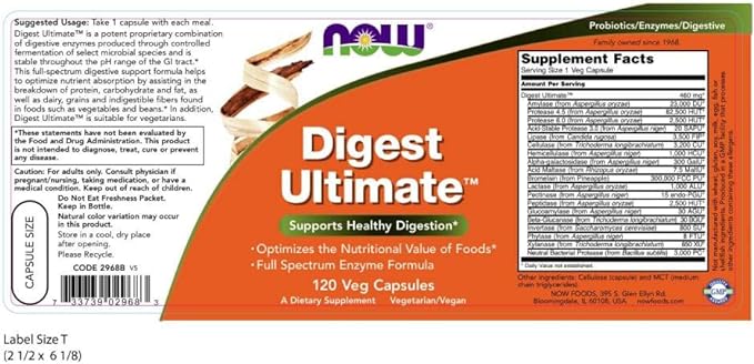 NOW Foods Digest Ultimate, 120 Vegetable Capsule