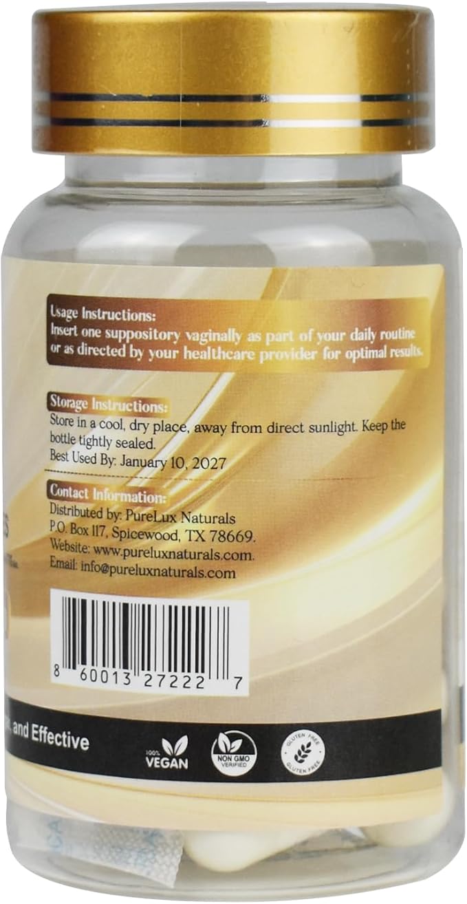 PureLux Boric Acid Capsules for Women 800mg Size 000 15 Count Daily Intimate Balance and Odor Control Plant-Based Fragrance-Free Formula