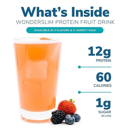 WonderSlim Protein Fruit Drink, Cran-Grape, No Fat, Gluten Free, Keto Friendly & Low Carb (7ct)