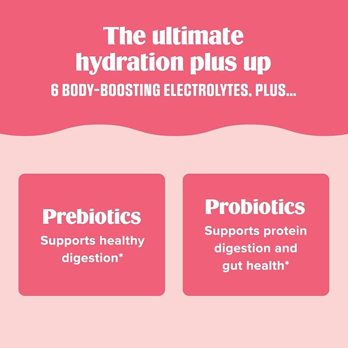 Ultima Replenisher Gut Health Supplement and Electrolytes Powder - Raspberry Lemonade, 14 Stickpacks - Hydration Packets with Added Gut Health Benefits