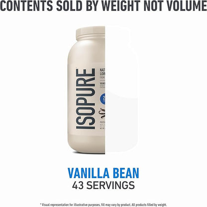 Isopure Low Carb 100% Pure Whey Isolate Protein Powder, Lactose Free, Gluten Free, with Vitamins, Vanilla, 25g Protein Per Serving, 3 Lbs, 43 Servings (Packaging May Vary)