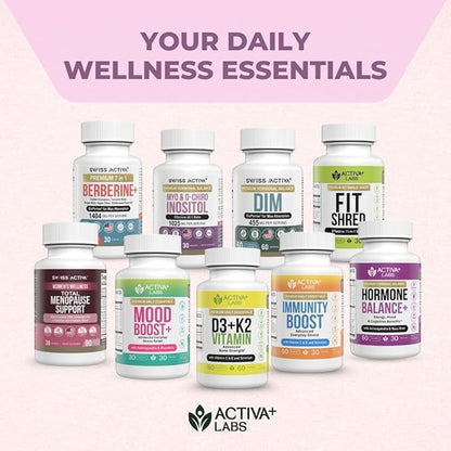 Swiss Activa+ Labs DIM Supplement – Hormone Balance for Women & Men – Estrogen Supplement for Women and Men– Supports Hormonal Acne & Menopause Symptoms| Gluten Free, Non-GMO & Vegan – 60 Days Supply