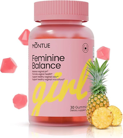 Premium Feminine Balance Gummies, for Women’s Wellness & pH Balance, Immune Support,Vegan, Hawaiian Pineapple, Non-GMO (30 Gummies)