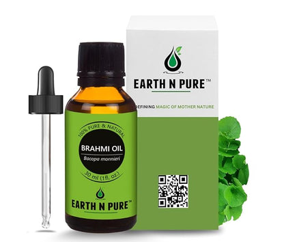 Earth N Pure Brahmi Oil for Hair, Cold Pressed, Natural and Therapeutic Grade with Glass Dropper - 30 ML