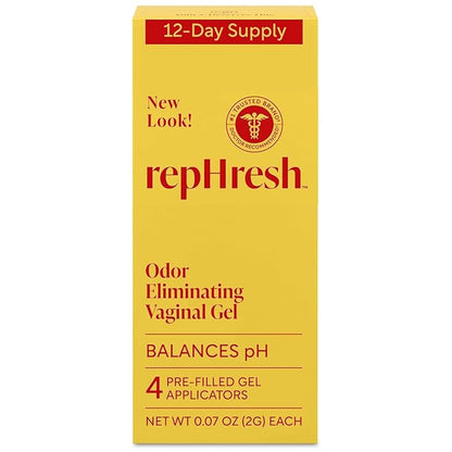 RepHresh Odor Eliminating Vaginal Gel, Feminine Care pH Balance for Women, 4 Count (0.7oz)