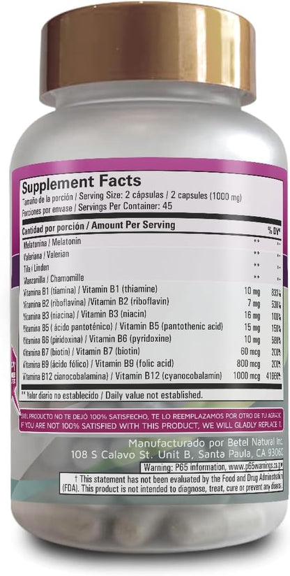 Betel Natural Dormimax Capsules Natural Herbs with Melatonin - 90 Caps