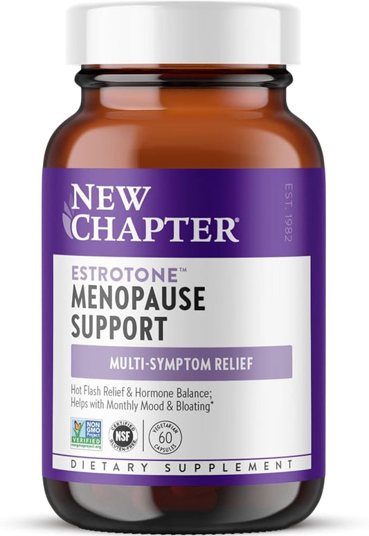 New Chapter Menopause Supplement - Estrotone Herbal Hormone Balance for Women in Perimenopause, with Black Cohosh for Hot Flash Relief & to Reduce Night Sweats + Vitex, No Added Hormones - 60 ct