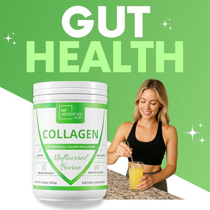 My Adventure to Fit Hydrolyzed Collagen for Women - Grass Fed Collagen Powder for Muscle Growth & Collagen Protein Powder - Keto Collagen Powder for Joints & Gut Health - Unflavored Bovine 300g
