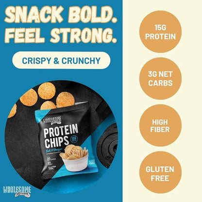 Protein Chips, 15g Protein, 3g Net Carbs, Gluten Free, Keto Snacks, Low Carb Snacks, Protein Crisps, Keto-Friendly, Made in USA (Sea Salt Vinegar, 1 Pack)