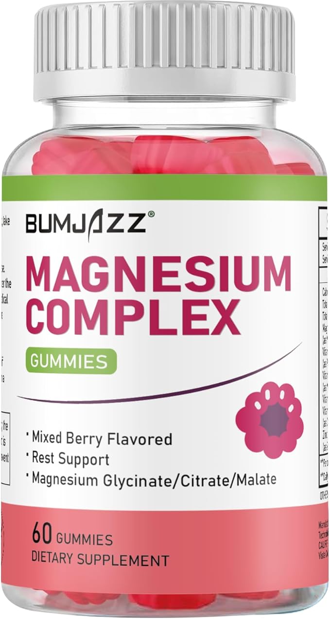 Magnesium Complex Gummies 800mg - 60 Counts Magnesium Glycinate&Citrate&Malate Gummy for Rest Muscle Function