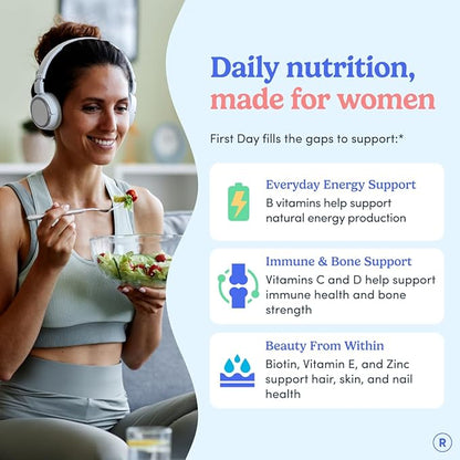 FIRST DAY Multivitamin for Women - Daily Womens Multivitamin Gummies - Vitamin A C D E B12, Magnesium, Zinc, Biotin – Vegan, Gluten Free Womens Vitamins - Hair Growth, Skin, Energy – 60 Day Supply