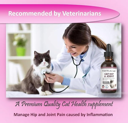 NODENS Cat Hip and Joint Liquid Glucosamine for Cats with Chondroitin – All Natural Cat Joint Supplement for Senior Cats Pain Relief Anti-inflammatory for Improved Joint Flexibility & Mobility 2oz