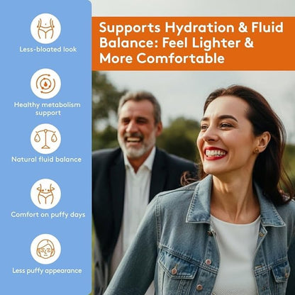Youth & Tonic Water Weight Away – Herbal Diuretics for Water Retention & Bloating Support – with Potassium & Vitamin B6 for Fluid Balance – 30 Pills for Belly Bloat, Leg & Feet Swelling Support