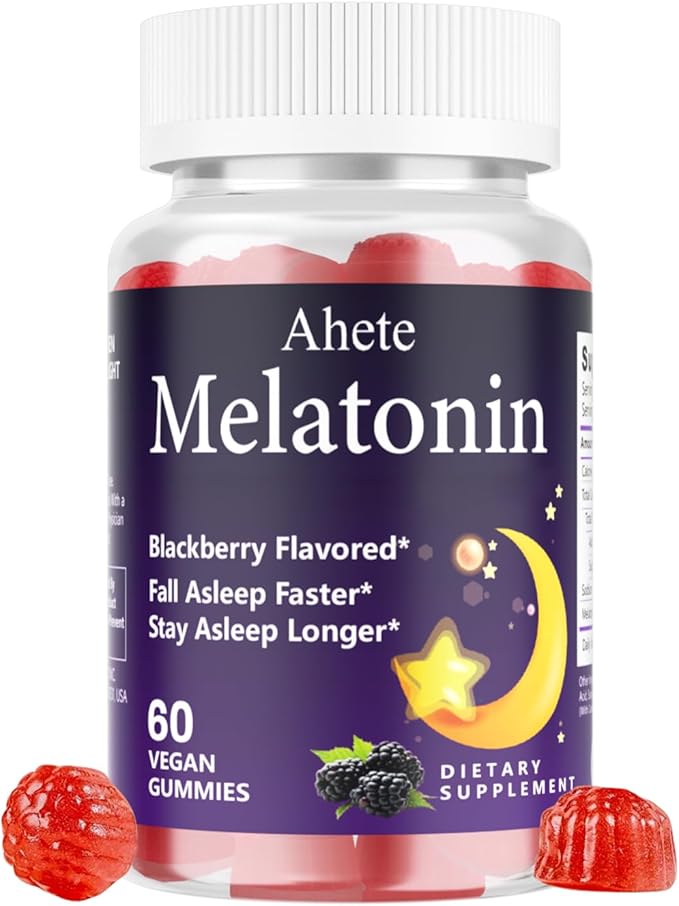 Melatonin 5mg Gummies for Adults, Raspberry Flavor Sleep Aid, Sugar-Free, 60 Gummies, 60 Days Supply