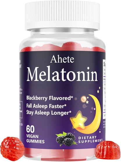 Melatonin 5mg Gummies for Adults, Raspberry Flavor Sleep Aid, Sugar-Free, 60 Gummies, 60 Days Supply