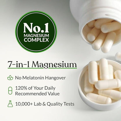 BIOptimizers Magnesium Breakthrough Supplement with 500mg - 7 Forms of Magnesium: Glycinate, Malate, Citrate, and More - Natural Support for Sleep and Cognitive Function -90 Capsules- Calming Vitamins