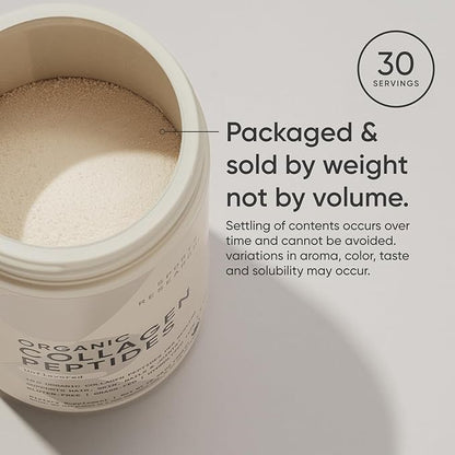 Sports Research® Organic Collagen Peptides - Hydrolyzed Type I & III Collagen Protein Powder Made Sustainably from Grass-Fed Cows - USDA Organic· Non-GMO · Gluten Free - Unflavored, 30 Servings