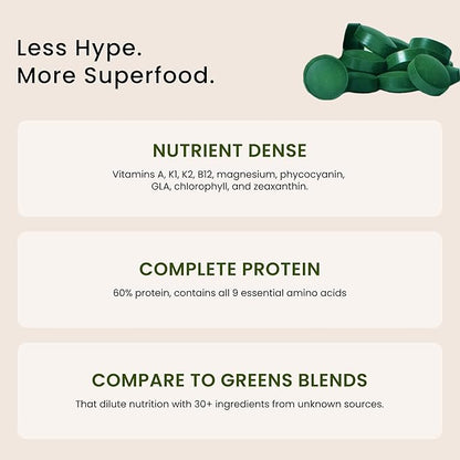 Nutrex Hawaii Pure Hawaiian Spirulina – Vegan Superfood, 500 mg Tablets, Farm Grown in Kona, Non-GMO, Immune Support & Cellular Energy, 400 Count