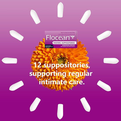 Calendula Vaginal Suppositories for Women - Herbal Alternative to Boric Acid Suppositories, Supports pH Balance, Odor Control & Itching Relief, Paraben-Free & Preservative-Free, 12 Count