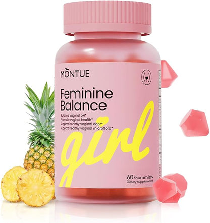 Premium Diamond Feminine Balance Gummies-pH Balance with Prebiotics & Lactobacillus Probiotic Blend&Hawaiian Pineapple Immune Support,Vegan& Non-GMO (60 Gummies)