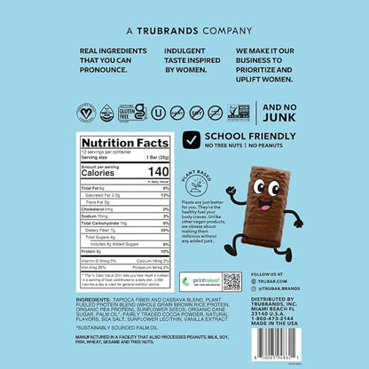 TRUBAR Kids Protein Bars, Fudge-Tastic Brownie, Plant Based Protein, Gluten Free School-Friendly Snacks for Lunchboxes, Tree Nut and Peanut Free, Low Sugar, Healthy On the Go Snack Bars, 12 Count