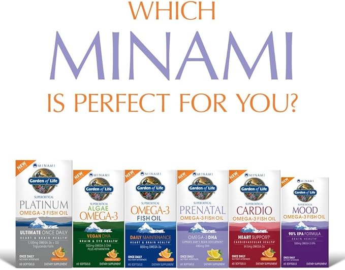 Garden of Life Prenatal DHA Omega 3 Fish Oil Supplement - Minami Natural Prenatal, Lemon, 30 Softgels