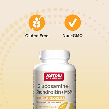 Jarrow Formulas Glucosamine, Chondroitin, and MSM Capsules; Joint Support Supplement with Vitamin C and Manganese, Bone & Joint Health, 240 Capsules, 60 Day Supply