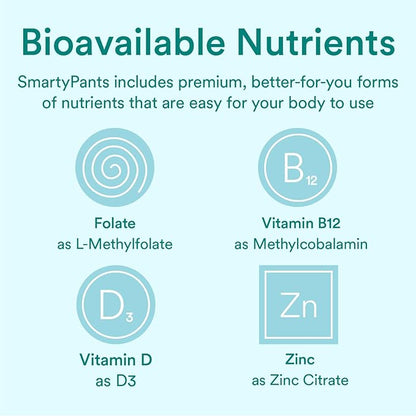 SmartyPants Organic Prenatal Vitamins for Women, Multivitamin Gummies: Biotin, Methylfolate, Omega 3 (ALA), Vitamin D3, C, Vitamin B12, B6, A, K2 & Zinc, Choline, Vegetarian, 180 Count (45 Day Supply)