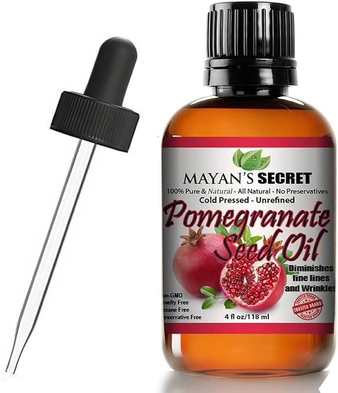 Mayan's Secret Pure Carrier and Essential oils for Skin Care, Hair, Body Moisturizer for Face-Anti Aging Skin Care (Pomegranate Seed Oil (Not Organic), 4oz)