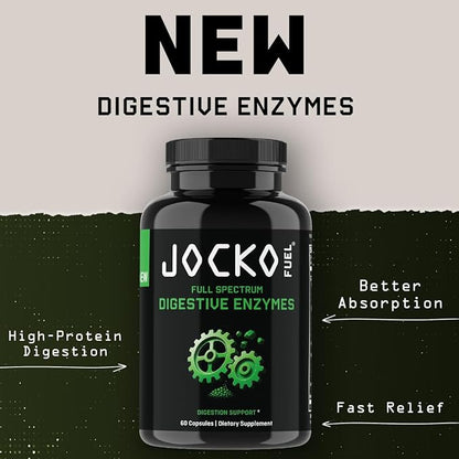 Jocko Fuel Digestive Enzymes - Full Spectrum Support, Nutrient Absorption, Gut Health Support, Digestion Aid - 60 Capsules