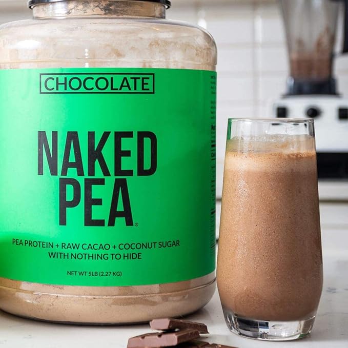 NAKED Nutrition Chocolate Pea Protein Isolate - 5Lb Bulk, NSF Certified, Plant Based, Vegetarian & Vegan Protein. Easy to Digest, Non-GMO, Gluten Free, Lactose Free, Soy Free
