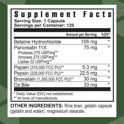 Youngevity Ultimate Enzymes® - Multi Enzymes for Digestion, Gas & Bloating Relief - Betaine HCl, Ox Bile, Pancreatine 10X, Papain 6M, Pepsin 1:3000 (120 Capsules - 4 Pack)