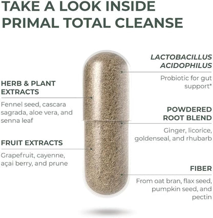 Primal Harvest Full Body Detox Cleanse, Liver,Kidney,Gut,Bowel,Intestinal, & Stomach Cleanse, 60 Count Bottle