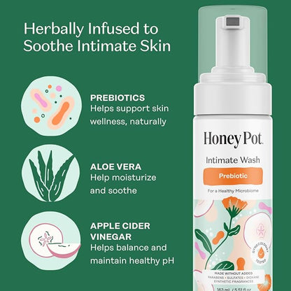 The Honey Pot Company - Prebiotic Feminine Wash - Herbal Infused - Sensitive Skin Types - PH Balanced Plant Based Hygiene Products - 5.51 Fl Oz