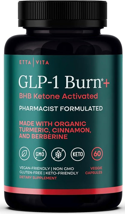 Ketosis & GLP-1 Supplement Weight Loss for Women and Men - Appetite Suppressant, Fat Burner and Metabolic Health with BHB Ketones, Apple Cider Vinegar, Berberine HCL, Turmeric, Cinnamon - Made in USA
