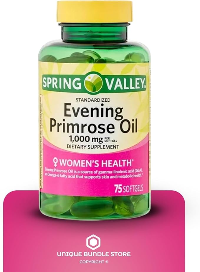 Evening Primrose Oil for Women 1000mg – 75 Softgels, Organic Evening Primrose Oil, Softgels with GLA Omega-6, Aceite De Onagra, Primerose Supplement for Skin & Wellness (Pack of 2)
