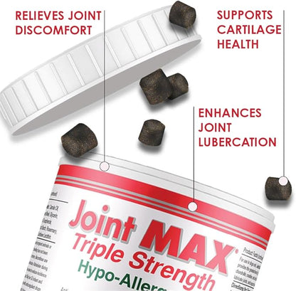 Triple Strength Hypo-Allergenic Soft Chews for Dogs - Hip and Joint Support Supplement with Glucosamine, Chondroitin, & MSM - Made in The USA - 120 Soft Chews