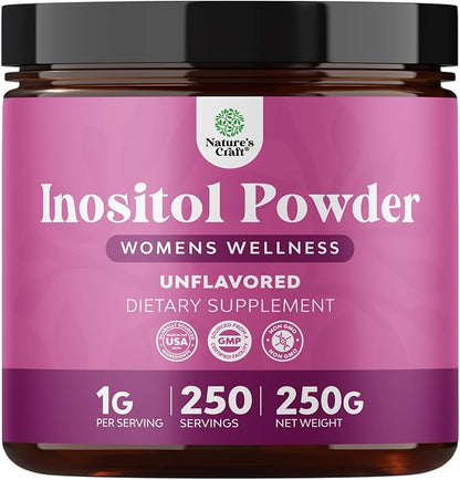 Premium Myo-Inositol & D-Chiro Inositol Powder - Fertility Support Supplement with Myo Inositol - Restore Hormone Balance & Clarity - Provides Ovarian Support - Inositol Supplement for Women - 250g