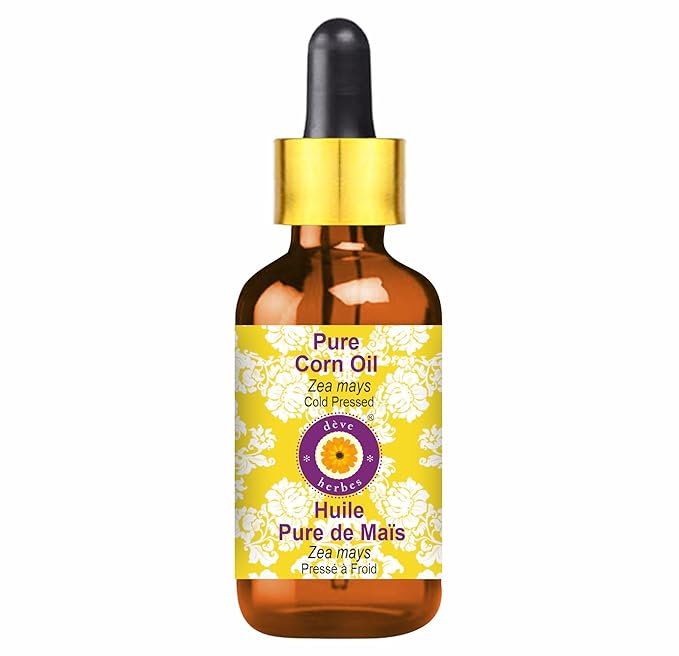 Deve Herbes Pure Corn Oil (Zea mays) with Glass Dropper Natural Therapeutic Grade Cold Pressed 50ml (1.69 oz)