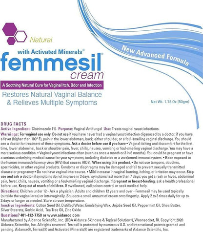 Femmesil Yeast Infection Treatment for Women, with Clotrimazole, Antifungal Vaginal Cream for Soothing Relief of Vaginal Itch & Irritation, Burning & Discomfort, 1.7oz Tube