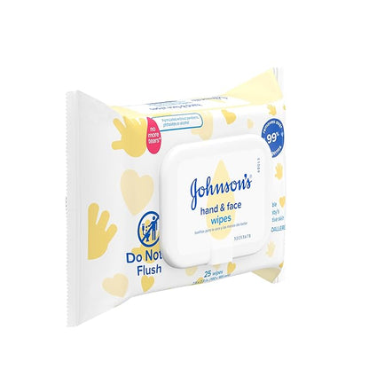 Johnson's Baby Disposable Hand & Face Cleansing Wipes, Pre-Moistened Wipes Gently Remove 99% of Germs & Dirt from Delicate Skin, Paraben-, Phthalate- & Alcohol-Free, Hypoallergenic, 25 Count