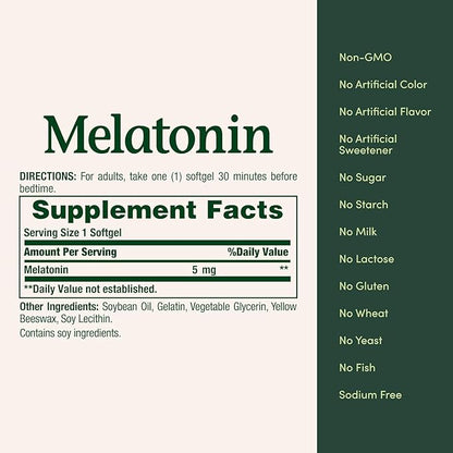 Nature's Bounty Super Strength Melatonin 5 mg Softgels 90 ea (Pack of 4)